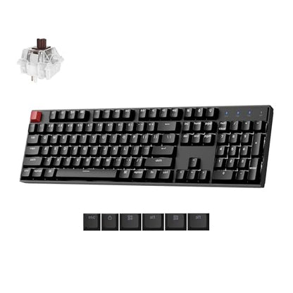 Keychron K10 Version 2 Full Size 104 Keys Bluetooth Wireless Mechanical Gaming Keyboard for Mac Windows Super Brown Switch White LED Backlight/USB C Wired Computer Keyboard - color: K10 Version 2 - Brown Switch