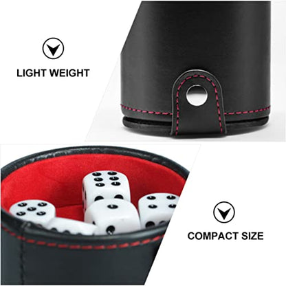 Kisangel Leather Dice Cup Set Double-Layer Dice Storage Cup Bar Game Supplies Set Lid
