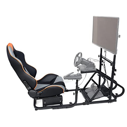 WTRAVEL Racing Simulator Cockpit with Wheel Stand and Racing Seat for All Logitech G920|G25|G27|G29| Thrustmaster | Compatible with Xbox, PS4, PS5, PC Platforms (Black+Gray) - color: Black+gray