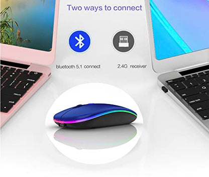 PEIBO Bluetooth Wireless Mouse for Laptop mac MacBook ipad MacBook air MacBook pro pc Desktop Computer Windows Chromebook Notebook (Blue Black) - color: blue black
