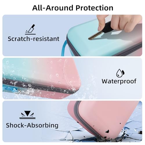 FIWWAT Carrying Case for Nintendo Switch 2 2025, 12 Game Card Slots, Large Capacity Hard Travel Protective Case for Switch 2 Console Accessories Pro Controller, Dock, Pink&Blue - color: Pink-Blue Gradient