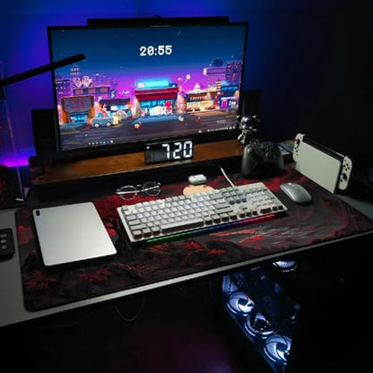 Extended Gaming Mouse Pad, Large Mouse Mat 3 mm Nature Rubber Base Mousepad with Stitched Edges, Non-Slip Desk Mat for Office Home Great Gift 31.5x11.8 Inch (Dark Canyon 1) - color: Dark Canyon 1