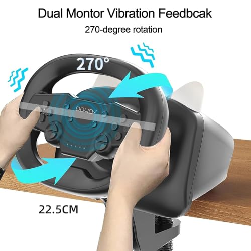 DOYO Wireless Gaming Steering Wheel, Multi-Platform Racing Wheel Compatible for Switch/PC/PS4/PS3/iOS and Android Phones (Black) - color: Black