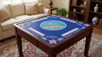 American Mahjong Mat with Rules Printed (33x33, 2.5mm Thick, Hummingbird Blue) Mahjong Mat for Table w/Bag, Crease-Proof Waterproof Non-Slip, Soft Mahjong Table Mat, Noise Reduction - color: Hummingbird Blue Mat