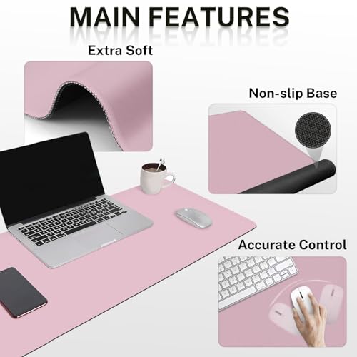 Britimes Pink Keyboard Mouse Pad Set Pink 4 in1 Large Mousepad+Keyboard Wrist Rest+Mouse Wrist Rest+Coaster Ergonomic Design for Home Office Computer 35.4x15.7Inches - color: PINK