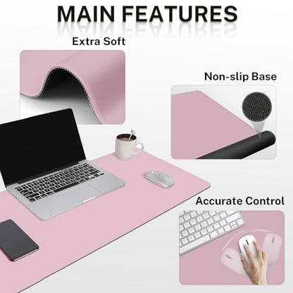 Britimes Pink Keyboard Mouse Pad Set Pink 4 in1 Large Mousepad+Keyboard Wrist Rest+Mouse Wrist Rest+Coaster Ergonomic Design for Home Office Computer 35.4x15.7Inches - color: PINK