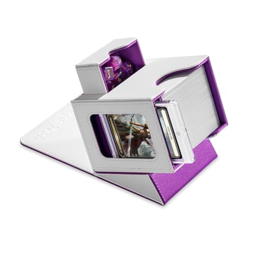 Card Deck Box for MTG Commander - Patented Design, Commander Display, Fits 100 Double-Sleeved Cards, 35pt Card Brick & Dice Tray - White/Purple - color: 3. Singularity (White/Purple)