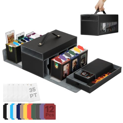 MTG Commander Deck Box with Handle, 6deck Modular Card Case and 2Dice Trays | Holds 780+ Double-Sleeved Cards,Removable Magic the Gathering Storage,Magnetic Lock/Holderss, Display Window for TCG/EDH - color: Colorful, style: 6-Deck Modular Card Case