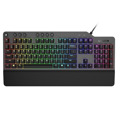 Lenovo GY40T26478 Legion K500 RGB Mechanical Gaming Keyboard, 3 ZONE Full-size Keyboard, 7 user Programmable Hot Keys; 16.8 Million Colors, 50 Million-Click Red Mechanical Keys, Detachable Palm Rest - style: K500 Keyboard