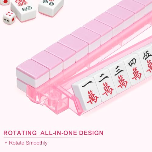 Mahjong Racks with Pushers 4PCS Set Majiang Tile Holder Acrylic Mahjong Racks Accessories and Gifts - color: Pink