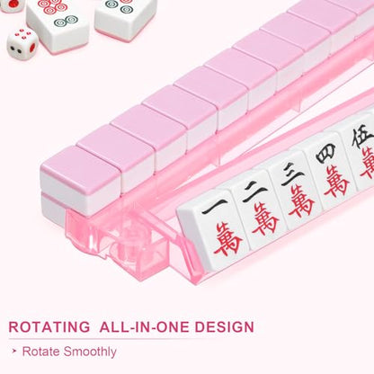 Mahjong Racks with Pushers 4PCS Set Majiang Tile Holder Acrylic Mahjong Racks Accessories and Gifts - color: Pink