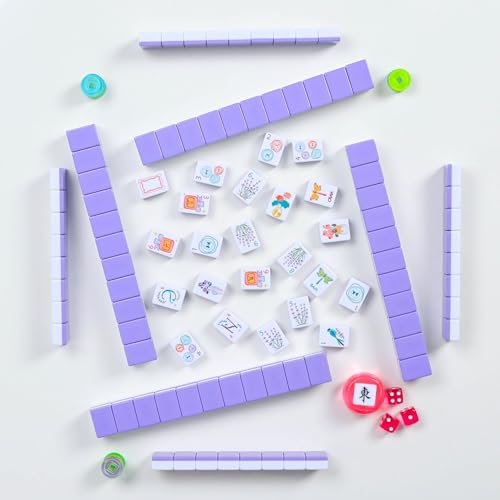 American Mahjong Tile Set, 160 Purple Engraved Melamine Mahjong Tiles with Mahjong Tiles Bag and Mahjongg Accessories - color: Purple
