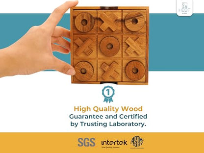 BSIRI Wooden Tic Tac Toe Game Coffee Tabletop XO Blocks Ideal for Family Living Room Games Night for Adults for Desk Decor and Unique Wood Gifts for All Occasions 5.5 Inch - style: Classic