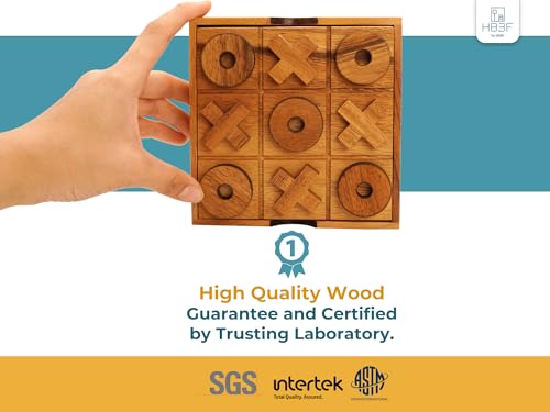 BSIRI Wooden Tic Tac Toe Game - Brain Teaser Puzzles for Adults Board Games and Unique Gifts, Coffee Table Decor Living Room Decor Modern Wood Decor (5.5 Inch)