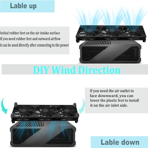 VTRETU Router Cooling Fan for Computer Cooler Audio Video Network Cabinet Server Cooling Project Equipment and Workstation DC 5V USB Power 120mm 360mm Fan with Switch - style: 360mm