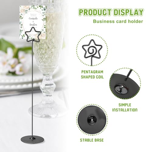 Urban Deco Nickel Black Pentagram Place Card Holders, 12 Pack, 12 Inch Table Number Stands