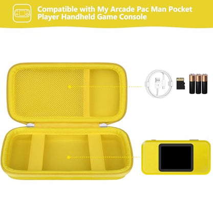 Supmay Hard Travel Case for My Arcade Pac Man Pocket Player Handheld Game Console, Portable Video Game System Handheld Game Protection Case with Mesh Pocket for Batteries and USB-C Cable, Yellow - color: Yellow