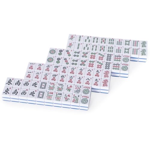 YMI Indigo Tides American Mahjong Tiles, 166-Piece Set | 166 engraved white melamine tiles, striped backs; a tiles-only American Mahjong set for players who already own accessories. - color: Indigo Tides