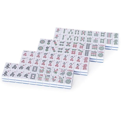 YMI Indigo Tides American Mahjong Tiles, 166-Piece Set | 166 engraved white melamine tiles, striped backs; a tiles-only American Mahjong set for players who already own accessories. - color: Indigo Tides