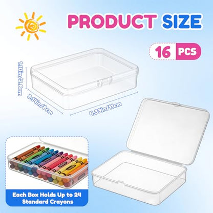 VZZNN 16 Pack Clear Plastic Storage Organizer Boxes with Lids, 4.33 x 3.14 x 1.10 in Durable Organizer for Beads, Jewelry, Crayons, Small Parts, Fishing Tackle, Crafts, Classroom & Bulk Storage