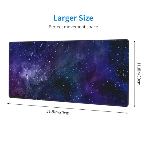 Purple Galaxy Nubula Large Gaming Mouse Pad Desk Mat, Extended Keyboard Mouse Pad Mousepad with Non-Slip Base and Stitched Edge Mouse Mat Desk Pad Mouse Pads for Desk Home Office, 31.5 x 11.8 - color: Purple Galaxy 03
