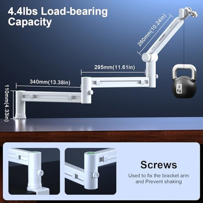 Microphone Arm,Aokeo AK-58i Desk Low Profile Mic Boom Arm Stand,Suitable For Blue Yeti,Snowball iCE,HyperX QuadCast,SoloCast,Elgato Wave,Etc（White） - color: AK-58i (White)