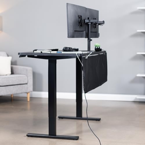 VIVO Black 48 inch Under Desk Privacy and Cable Management Organizer Sleeve, Wire Hider Kit Panel System, DESK-SKIRT-48 - size: 48" Panel