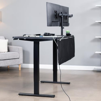 VIVO Black 48 inch Under Desk Privacy and Cable Management Organizer Sleeve, Wire Hider Kit Panel System, DESK-SKIRT-48 - size: 48" Panel