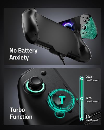 FUNLAB Switch Handheld Controller for Nintendo Joycon Replacement, Hall Effect Luminous Switch Joypad Controller Customizable, Ergonomic Switch One-Piece Joypad Controllers Replacement - 7 LED Colors - color: Black-Ripple Pattern