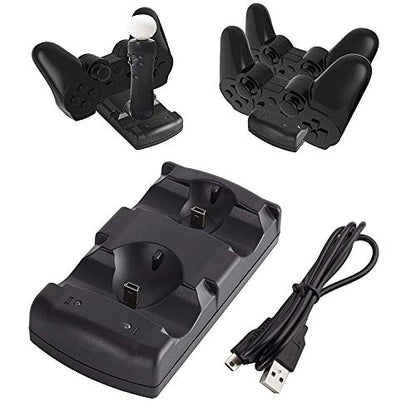 Controller Charger Station for PS3, Charging Dock for PlayStation 3 Dual Controller and Move with LED Light Indicator and Charging Cable