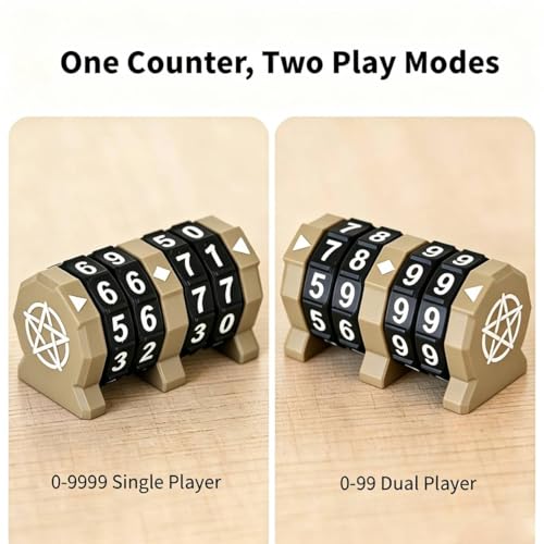 Board Game Life Counter, 4-Digit Wheel Trackers for 0-9999 Single Player and 0-99 Dual Player Modes, MTG Life Counter, Professionally Made for TCG, DND, RPGs, and MTG, Card and Tabletop Games (Khaki) - color: Khaki