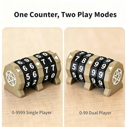 Board Game Life Counter, 4-Digit Wheel Trackers for 0-9999 Single Player and 0-99 Dual Player Modes, MTG Life Counter, Professionally Made for TCG, DND, RPGs, and MTG, Card and Tabletop Games (Khaki) - color: Khaki