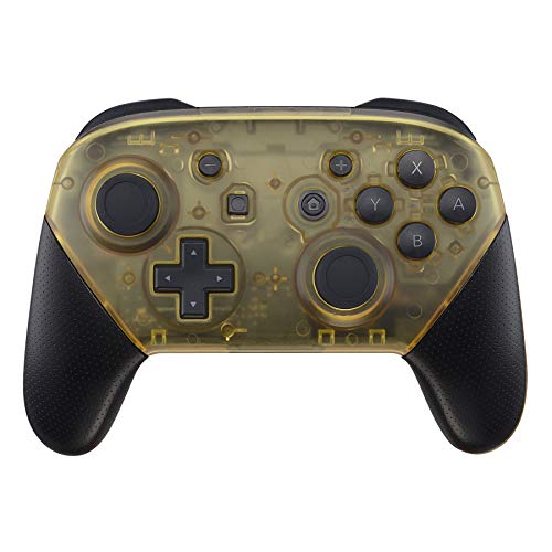 eXtremeRate Amber Yellow Faceplate and Backplate for Nintendo Switch Pro Controller, DIY Replacement Shell Housing Case for Nintendo Switch Pro - Controller NOT Included - color: Clear Amber Yellow