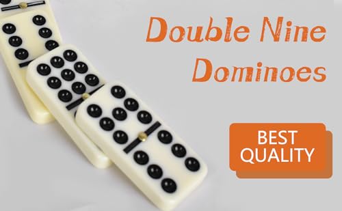 Domino Set for Adults, Double Nine Dominoes Set with Wooden Case for Classical Board Games, for Family and Kids,55 Tiles (2-4 Players) | For 2-4 players, 55 Ivory Domino tiles, Metal spinners, portable wood case, family game, board game, Parent Gift choic