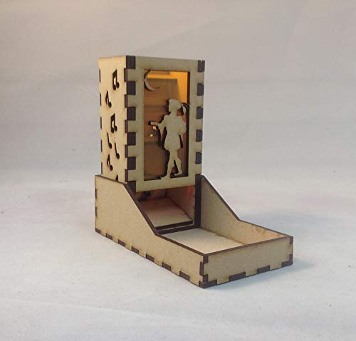 Bard Mini Dice Tower v1 Neon Orange Acrylic Window Laser Cut MDF Unique Gift