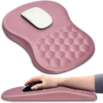 Hokafenle Ergonomic Mouse Pad Wrist Support with Massage Design, Wrist Rest Pain Relief Mousepad with Memory Foam&Non-Slip PU Base, Mouse Pads for Wireless Mouse & Desk (12x8 inch,Pink) - color: HK004-Pink