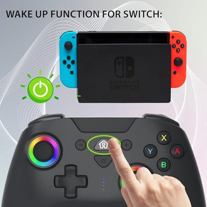 SUBSONIC Switch and Switch 2 Wireless Controller - LED Pro controller Black | Pro Controller Gamepad for Nintendo Switch 2 and Nintendo Switch, Ergonomic, Programmable LED, Vibration Function, Gyroscope - color: Black
