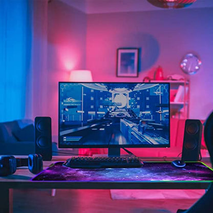 DINKY RGB Gaming Mouse Pad, Large Extended Soft Led Mouse Pad with 14 Lighting Modes, Water Resist Keyboard Pad, Computer Keyboard Mousepads Mat 31.4×11.8 inches- Purple Nebula - color: 01, size: 11.8" x 31.4"