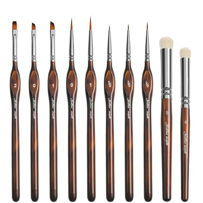 Detail Paint Brushes Dry Brushes, Golden Maple 10PC Flat Miniature Dry Paint Brushes Fine Detail Paint Brush Set for Acrylic, Oil, Watercolor & Figurine - style: 10GT