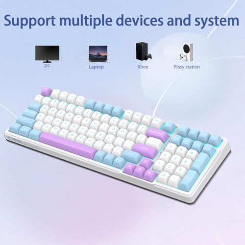 E-YOOSO Wired Creamy Mechanical Keyboard, Hot Swappable Pre-lubed Linear Switches, Gasket Structure with Sound Dampening Foam, Cyan LED Backlit, 96% Custom Gaming Keyboard for PC/MAC