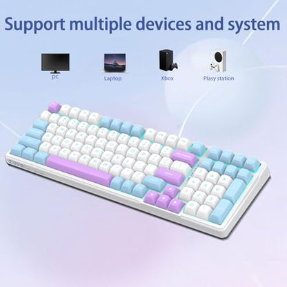 E-YOOSO Wired Creamy Mechanical Keyboard, Hot Swappable Pre-lubed Linear Switches, Gasket Structure with Sound Dampening Foam, Cyan LED Backlit, 96% Custom Gaming Keyboard for PC/MAC