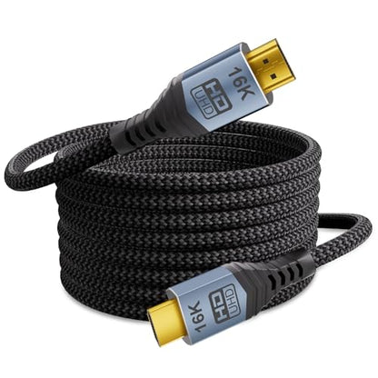 16K 10K 8K HDMI 2.2 Cable 16FT/5M, 96Gbps Ultra High Speed Hdmi Braided Cord Support 16K@60Hz 8K@240Hz 4K@480Hz, HDCP 2.2 & 2.3, HDR 10,eARC, DTS:X, for Roku TV/PS5/Blu-ray, Home Theater - size: 16FT