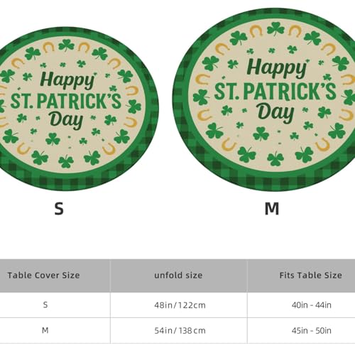 Famame Happy St. Patrick's Day Frame Round Fitted Tablecloth with Elastic Protector Table Kitchen Dinner Waterproof Oil-Proof Table Covers Fits 40"-44", Small - color: Happy St. Patrick's Day Frame, size: Small (40"-44")