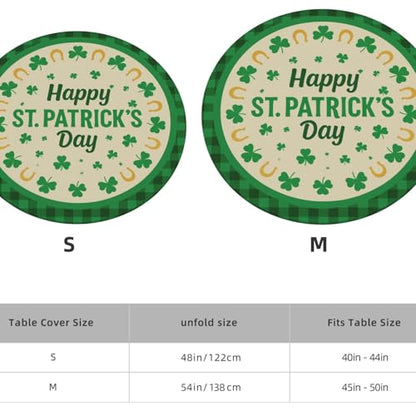 Famame Happy St. Patrick's Day Frame Round Fitted Tablecloth with Elastic Protector Table Kitchen Dinner Waterproof Oil-Proof Table Covers Fits 40"-44", Small - color: Happy St. Patrick's Day Frame, size: Small (40"-44")