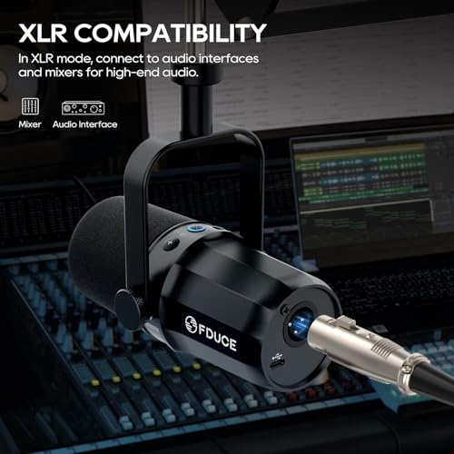 FDUCE SL40 USB/XLR Dynamic Microphone for Podcasting, Gaming, Live Streaming and Recording, Built-in Headphone Output, LED Mute Button, All Metal, Voice Isolation Technology - style: SL40