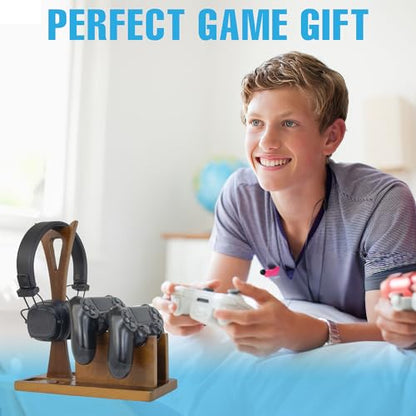 Game Controller Holder Gifts for Gamers to Organize Gaming Accessories & Headphone Holder, Unique Gamer Gifts Headset Stand Controllers Holders, Stylish Controller Stand Gaming Equipment - size: Game_Brown