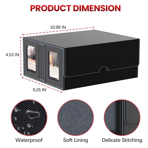 Gomyrod Card Deck Box with 4 Commander Display & Dice Tray (Black & Grey) | 7 In 1 MTG Commander Deck Box, Fits 240+ Toploader Cards, Removable Deck Case, Compatible for Magic/TCG/Sports/Baseball Cards - color: Black & Grey