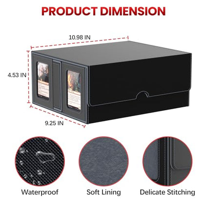 Gomyrod Card Deck Box with 4 Commander Display & Dice Tray (Black & Grey) | 7 In 1 MTG Commander Deck Box, Fits 240+ Toploader Cards, Removable Deck Case, Compatible for Magic/TCG/Sports/Baseball Cards - color: Black & Grey