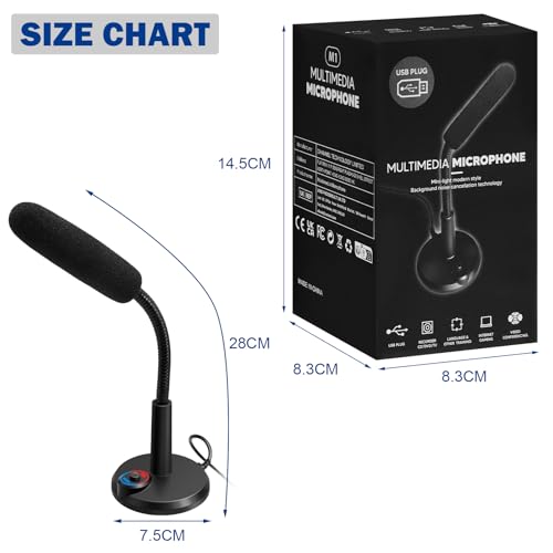 RGB USB Condenser Microphone, Plug & Play Desktop PC Mic with Mute Button, Flexible Gooseneck for PC, Mac, PS5, Gaming, Streaming, Zoom, Discord (1.5m Cable)
