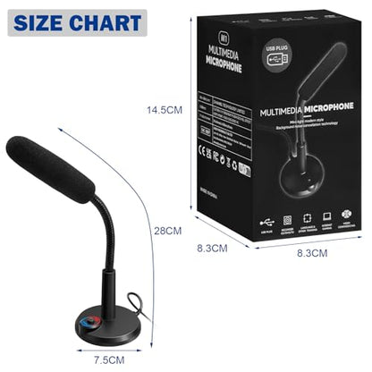 RGB USB Condenser Microphone, Plug & Play Desktop PC Mic with Mute Button, Flexible Gooseneck for PC, Mac, PS5, Gaming, Streaming, Zoom, Discord (1.5m Cable)